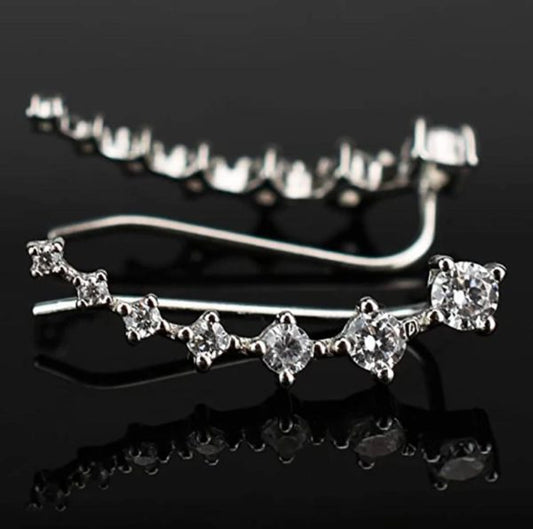 1 Pc’s 7 Crystals Ear Cuffs Vines Climbers Wrap Pierced Pins Hook Earrings