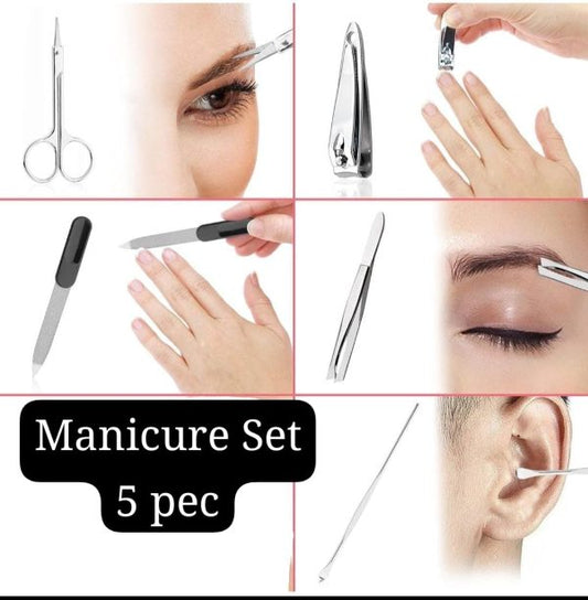 5 Pcs Manicure Pedicure Set Nail Clippers, Professional Grooming Kit, Nail Tools With Luxurious Travel Case With Pouch