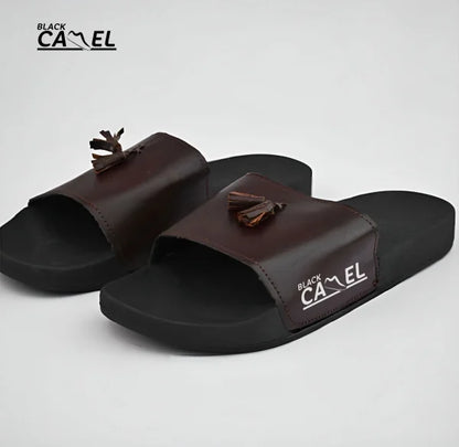 Black Camel Tassel Slide Slipper For Men (tassel-black/brown -39-44)