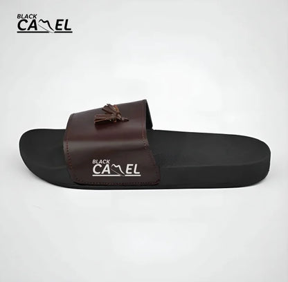 Black Camel Tassel Slide Slipper For Men (tassel-black/brown -39-44)