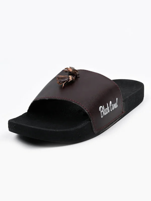 Black Camel Tassel Slide Slipper For Men (tassel-black/brown -39-44)