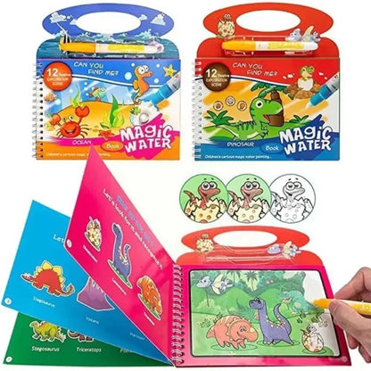 Magic Water Book, Creative Children Magical Drawing Books With Pen, Water Reveal Activity Book For Kid, Painting Color Wonder Coloring Book, Child Educational Toy Magic Book Water Painting (big Size)