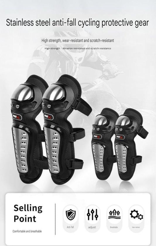 Motorcycle Elbow Pads For Men Stainless Steel Off-road Locomotive Protective Gear Anti-fall Riding Equipment (4 Pcs)