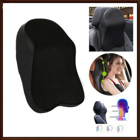 Pu Leather Car Neck Pillow 3d Memory Foam Headrest Car Seat Neck Pillow Waist Back Rest Lumbar Cushion