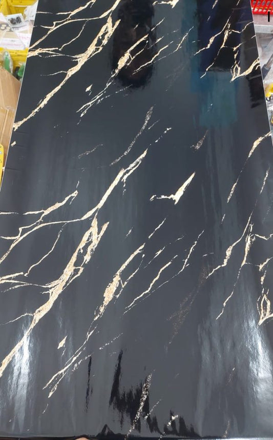 Self Adhesive Black Marble Sheet For Kitchen / Waterproof Anti Oil & Heat Resistant Wallpaper Sheet